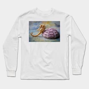 Seahorse And Purple Sea Urchin Long Sleeve T-Shirt